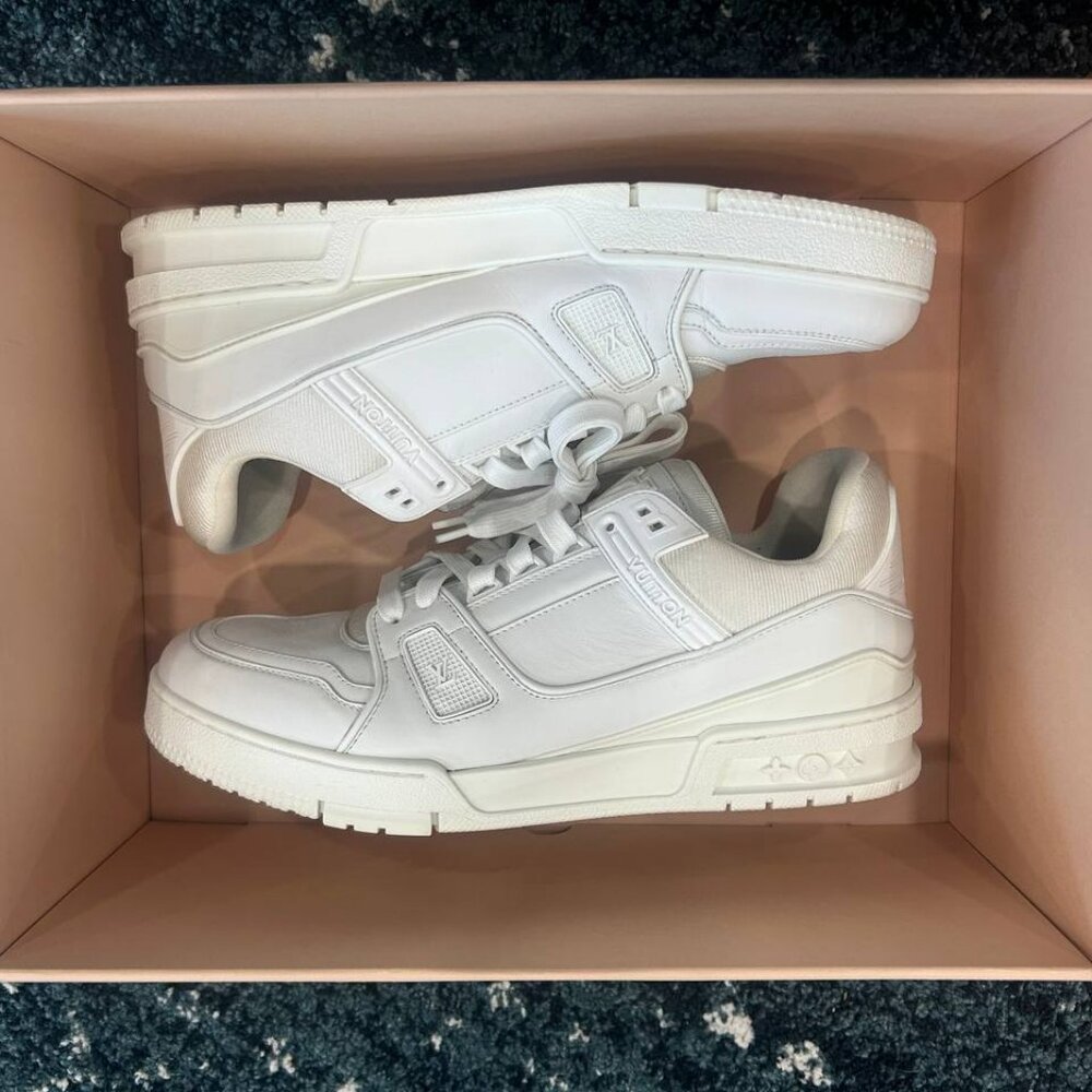 Louis Vuitton LV Trainer sneaker Triple White Men’s Size 10, Gently Worn